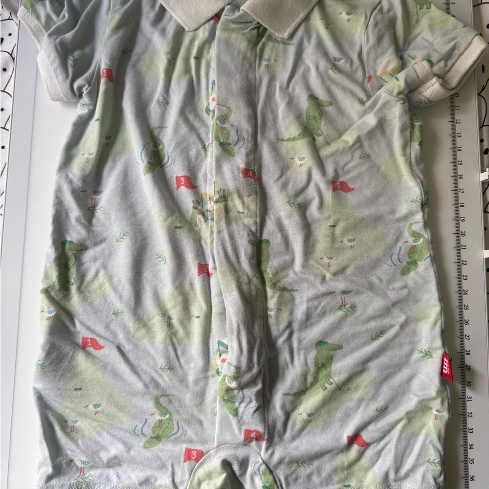 Magnetic Me Alligator Golf Short Sleeve Baby Romper
